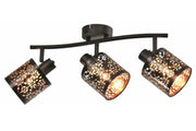 Plafoniera Reality Kiga nera 3 luci E14 traforata metallo