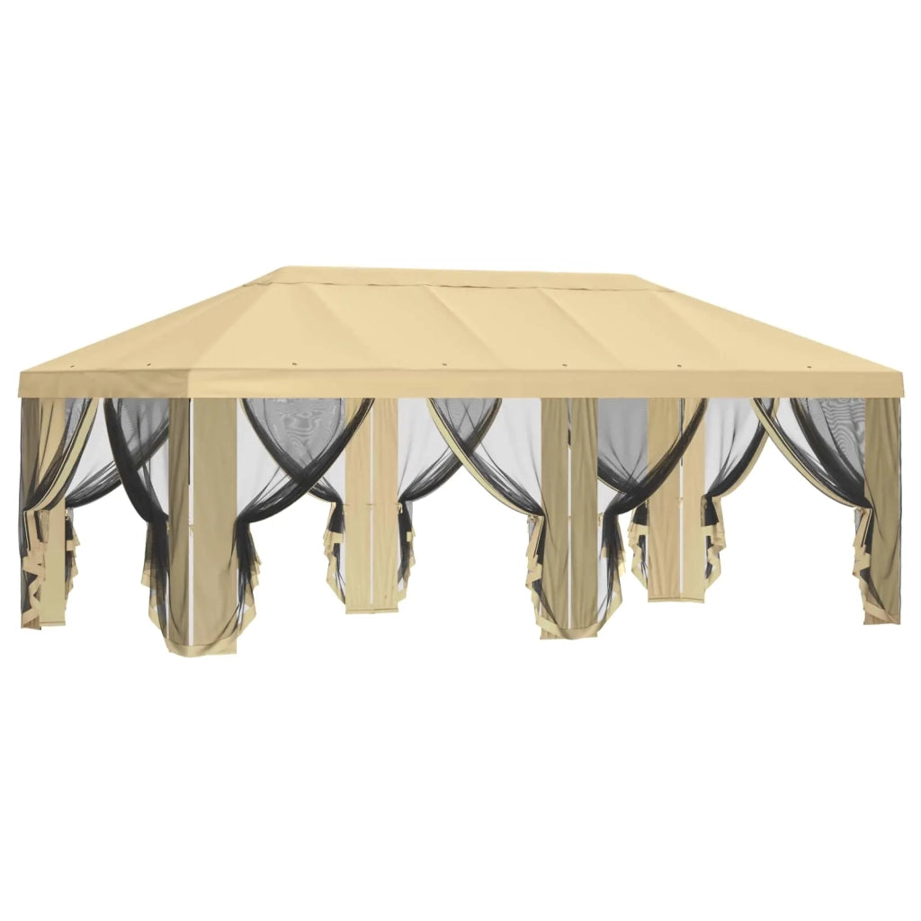 Copertura Gazebo con Pareti Laterali 6 x 3 m Crema Poliestere 900411