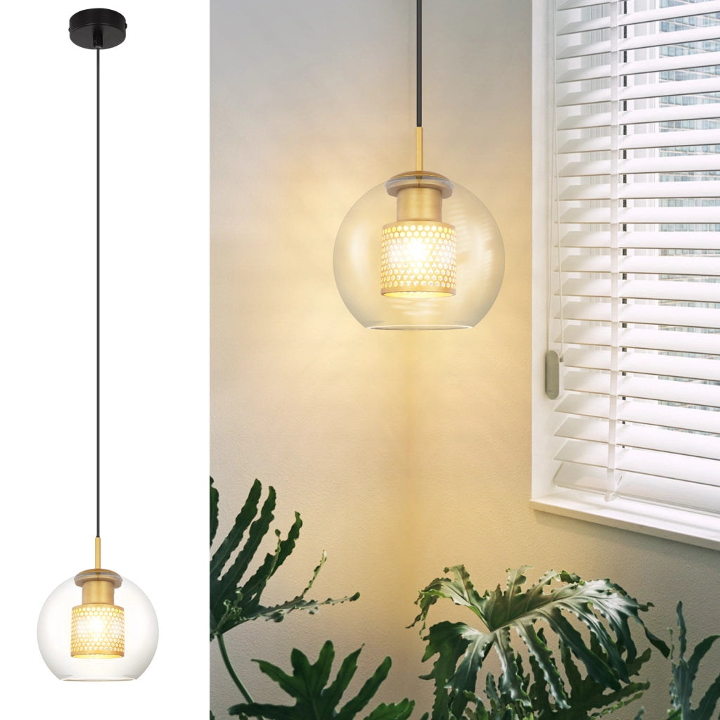 Lampada a sospensione ZMH per sala da pranzo 1 fiamma moderna 150 cm E27 lampada a sospensione in vetro corridoio