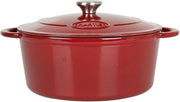 Pentola da brasatura in ghisa verniciata 7 litri rosso-bianco funziona con tutti i fornelli, inclusi a induzione, capienza per 6-8 persone.