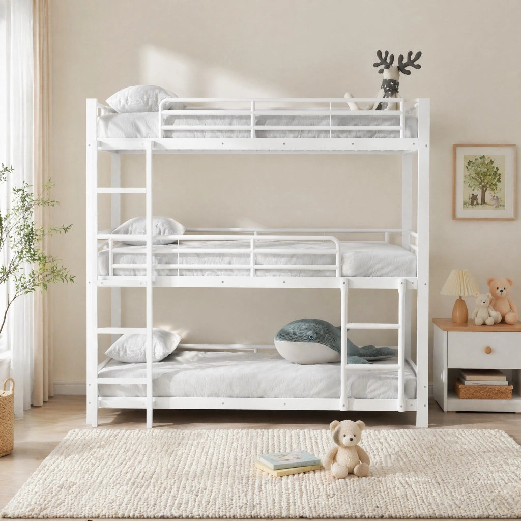 LETTO A CASTELLO TRIPLO 90x200 cm in metallo bianco