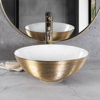 Lavabo Da Appoggio Rea Stella Gold Brush / White