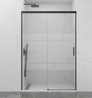 Box doccia frontale BASIC 1 fisso + 1 scorrevole 95-100 cm (36-41) nero opaco vetro frost