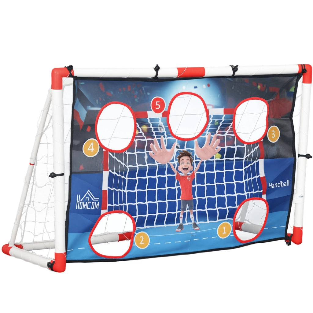 Porta da Handball per Bambini con 5 Zone Bersaglio e Pallone ¨C zephmum ¨C 116x48x76 cm Bianco
