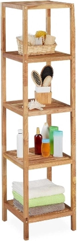 Negoziante per la cucina in legno naturale 145x36x36 cm a 5 livelli verticale.