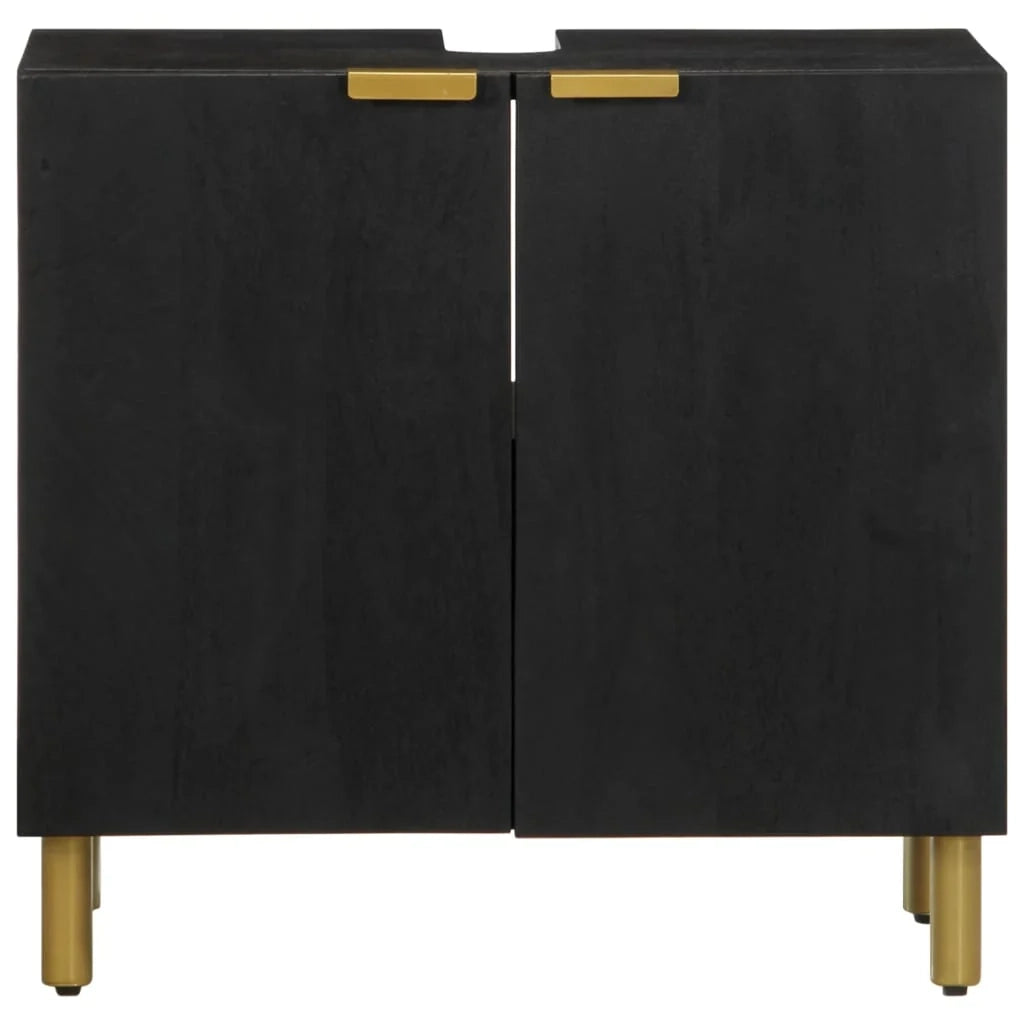 Mobile lavabo moderno con contenitore 62 x 33 x 58 cm stile industriale legno ingegnerizzato nero 02_0057722