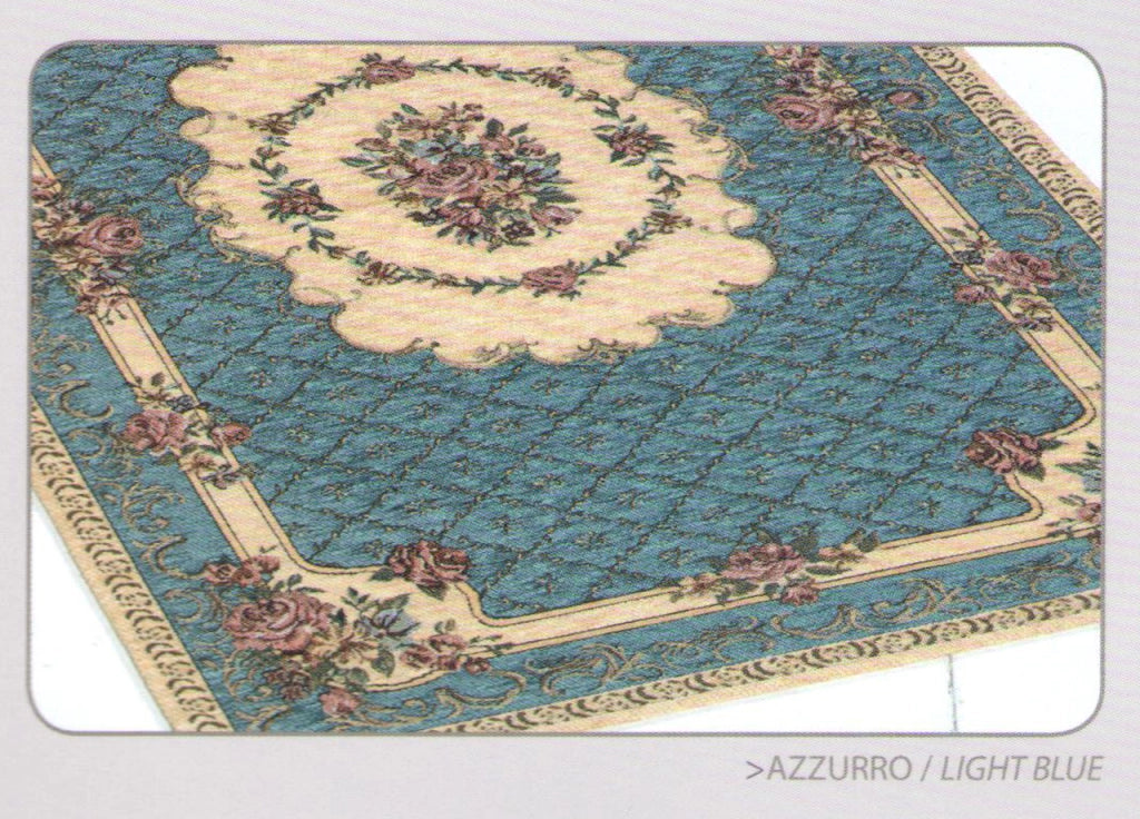 Tappeto Velour Antiscivolo Modello Bouquet By Suardi - 65x110(2 tappeti) - Azzurro