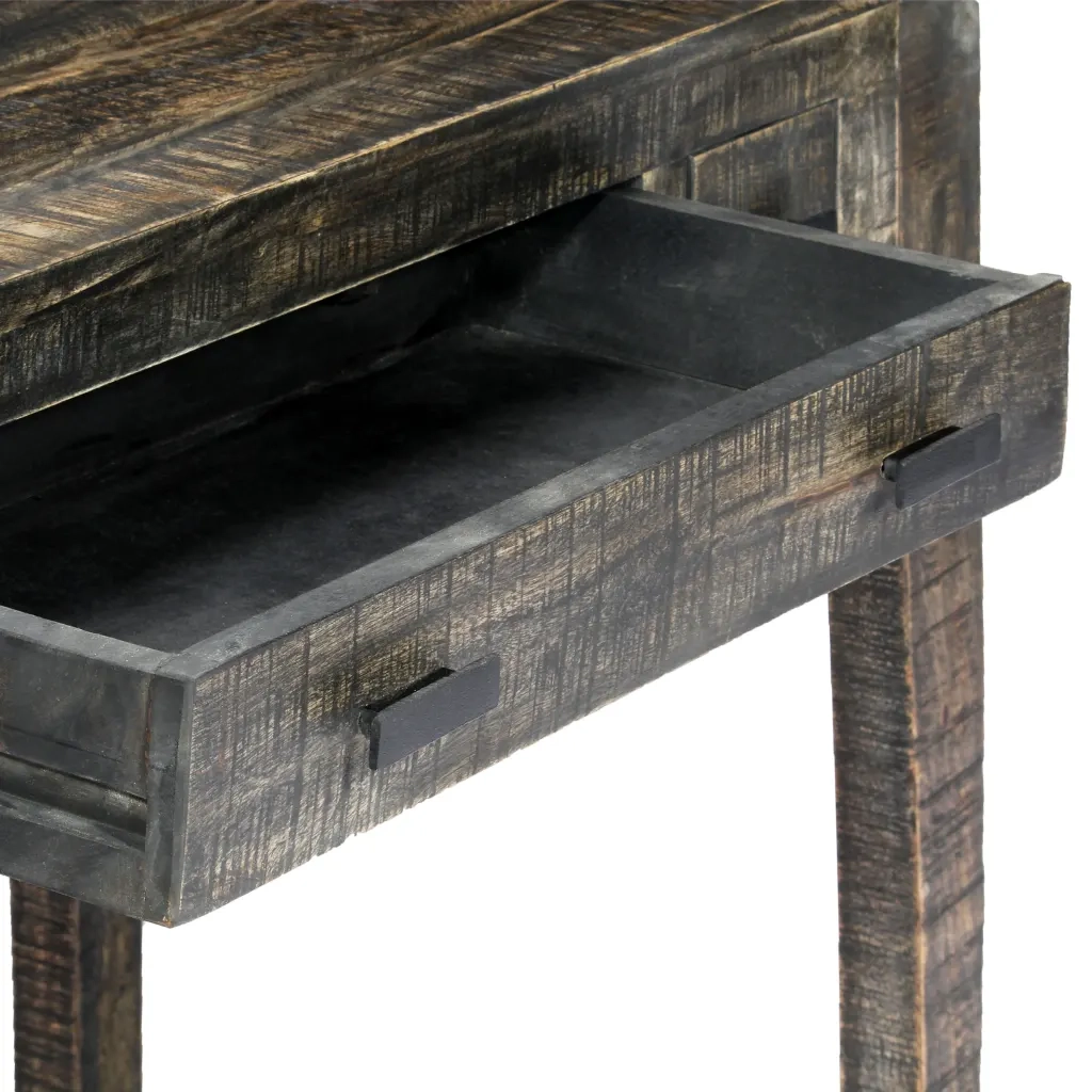 Scrivania-Scrivanie per ufficio e studio-Scrittoio Nera 110x50x75cm in Legno Massello di Mango