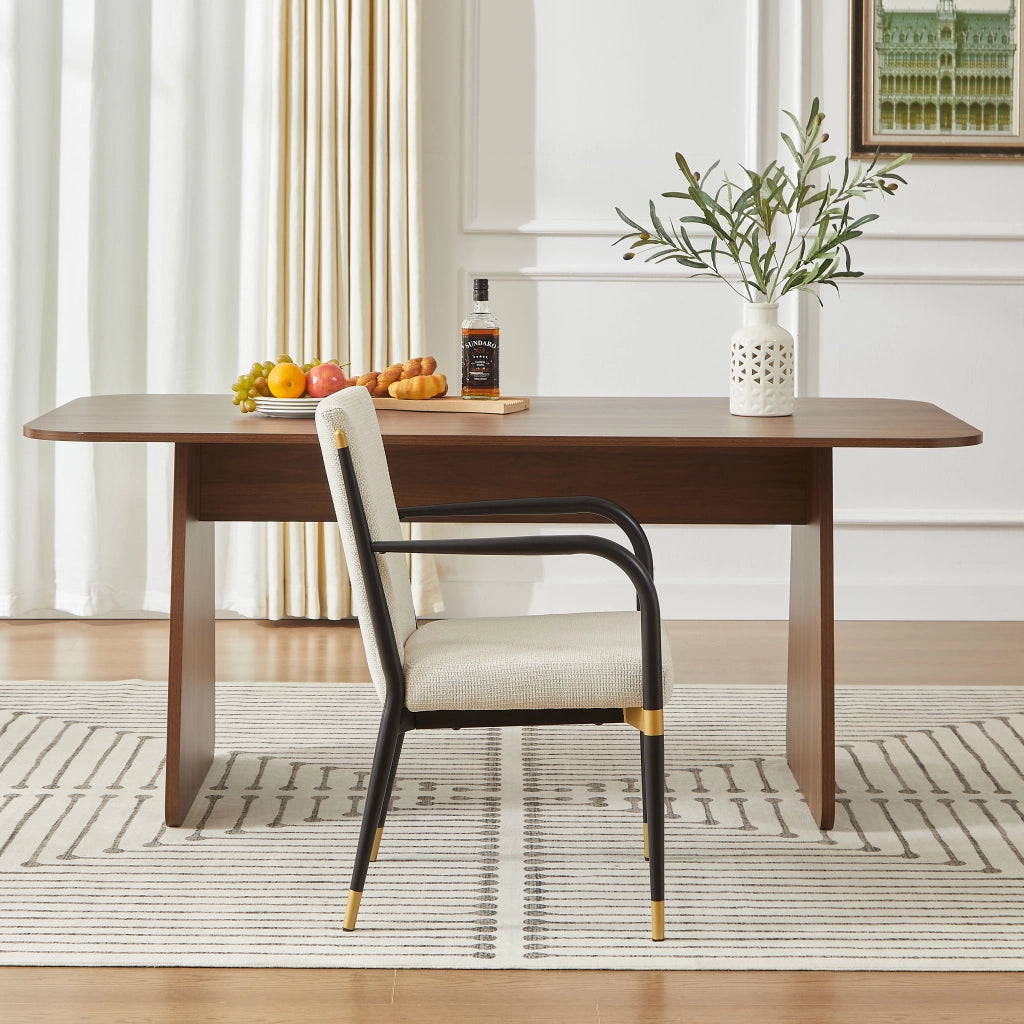SEDIA da pranzo imbottita Set da 2 pezzi con braccioli 94x57x28 cm beige