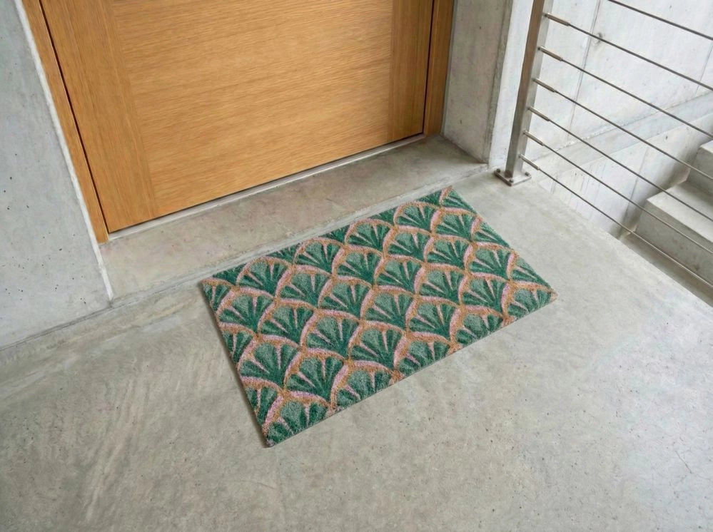 Zerbino in fibra di cocco verde con fondo antiscivolo 40 x 60 cm Zerbino decorativo antiscivolo di benvenuto