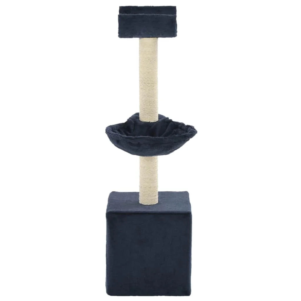 Tiragraffi albero per gatti cuccia per gatti peluche in sisal 105 cm blu 3702099