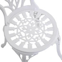 Set da Giardino 3 Pezzi in Alluminio con 2 Sedie 42.5x47.5x89 cm e Tavolino Rotondo Ø60x67 cm, Bianco