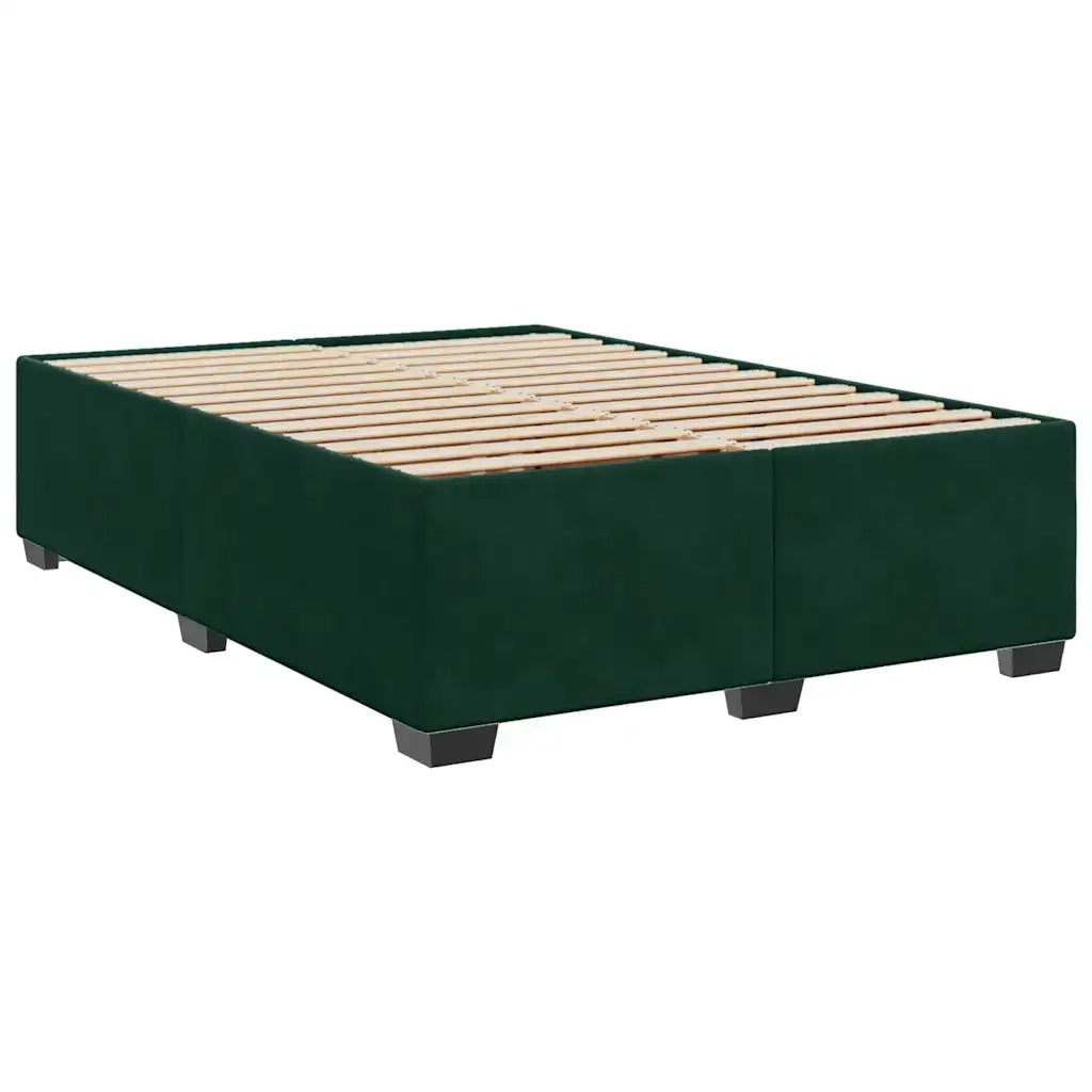 Giroletto a Molle con Materasso Verde Scuro 140x200 cm Velluto