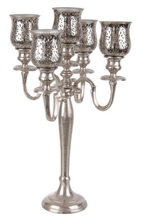 Candelabro Con 5 Braccio 39x39x62 cm in Metallo Sharyn Argento