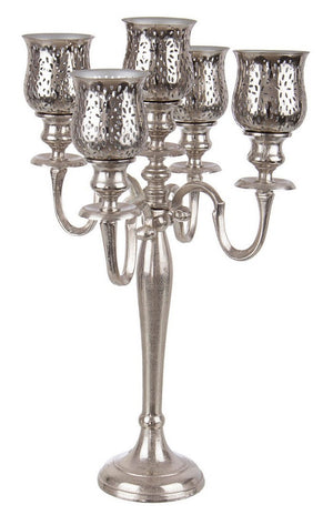Candelabro Con 5 Braccio 39x39x62 cm in Metallo Sharyn Argento