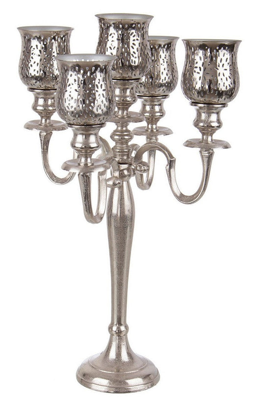 Candelabro Con 5 Braccio 39x39x62 cm in Metallo Sharyn Argento