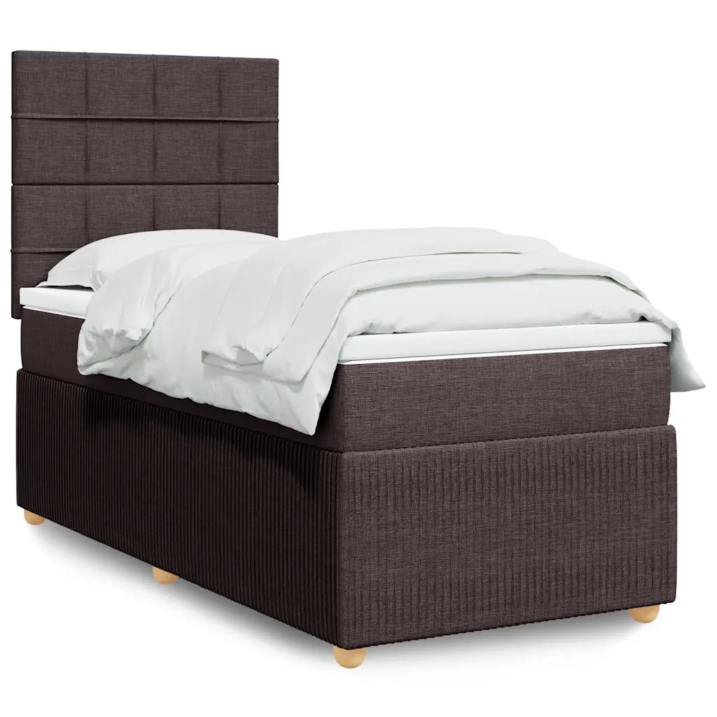 Giroletto a Molle con Materasso Marrone Scuro 90x190cm Tessuto 3291914