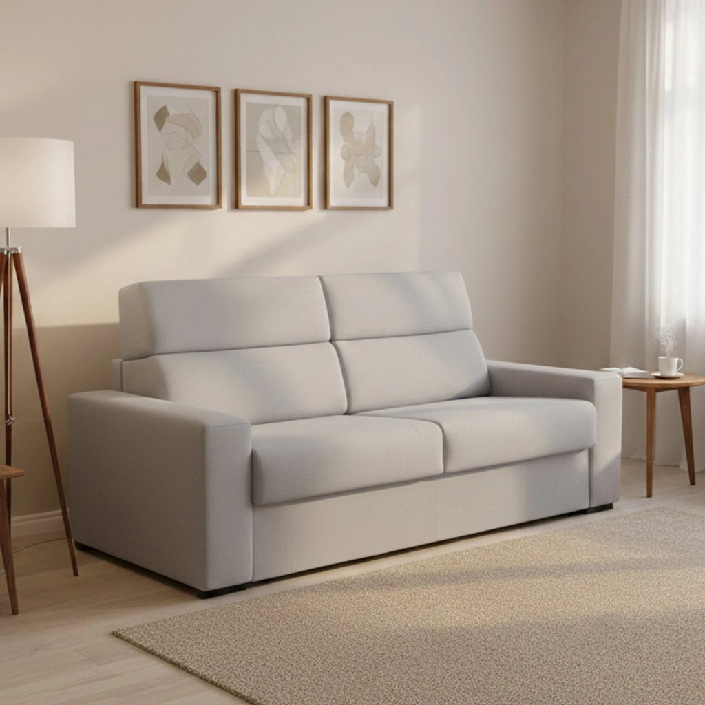 Sonico, Divano Letto 2 Posti Sfoderabile Made in Italy, 200x95 cm Grigio Chiaro