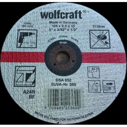 WOLFCRAFT DISCO DA TAGLIO METALLO Ø125, SPESSORE 2,5MM, DIAM. INTERNO 13MM