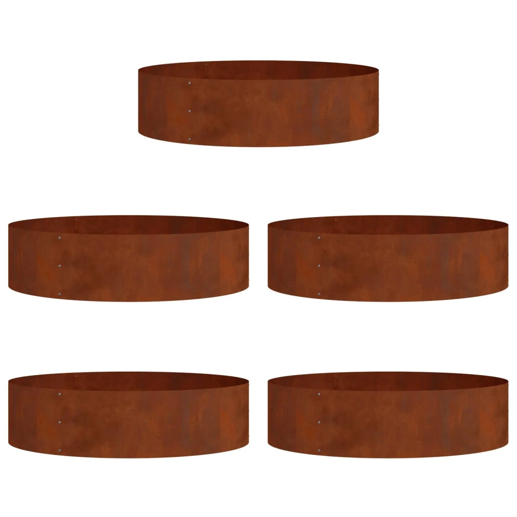 Anello per vaso 5 pz-Set di 5 Supporto per Vaso Marrone 80 x 80 x 20 cm Acciaio CorTen
