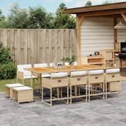 Set da Pranzo da Giardino 13 pz con Cuscini Beige in Polyrattan 3211348
