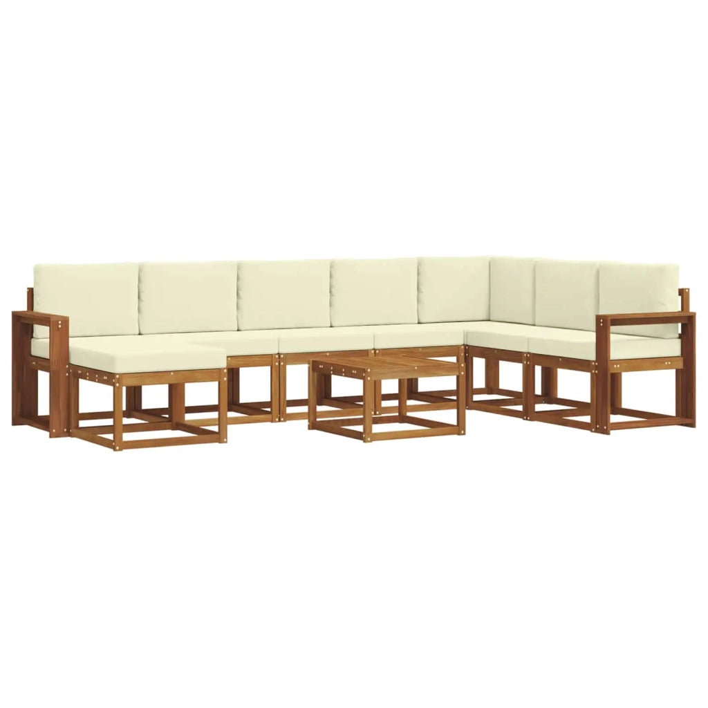 Set di divani da esterno con cuscino 9 pcs Naturale e Crema 3366853