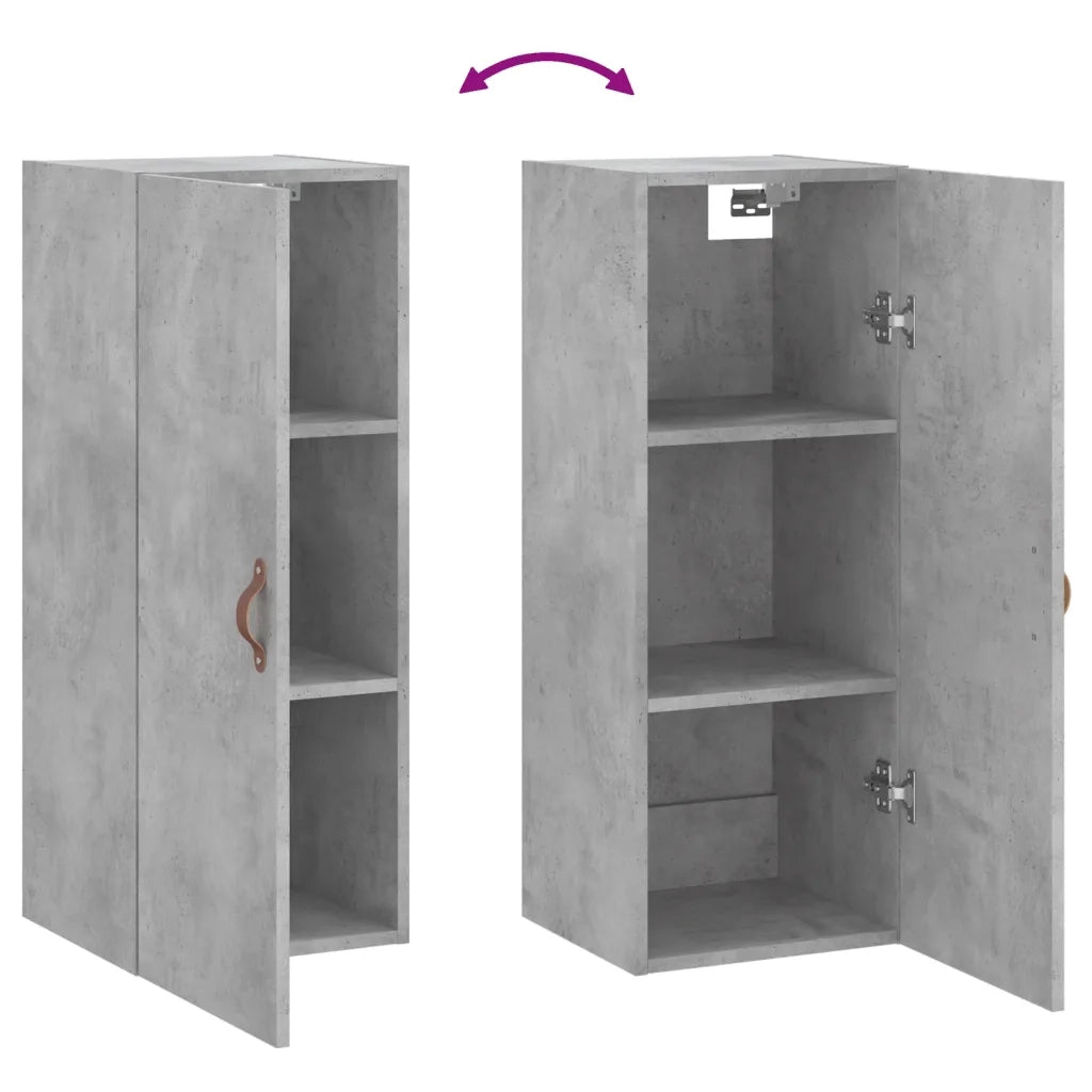 Mobile a Parete Grigio Cemento 34,5x34x90 cm 828832