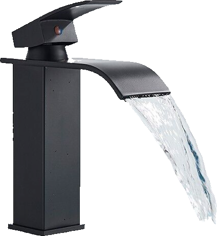 ROSA | Rubinetto da bagno Premium Hotel Waterfall Nero | Miscelatore per lavabo in acciaio inox per catering | Rubinetto dal design quadrato