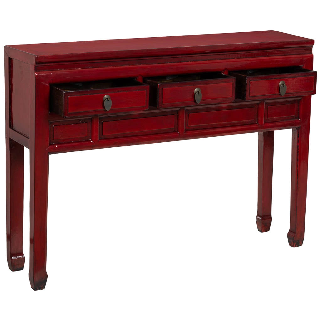 Mobile da ingresso in legno rosso 129x30x89h cm