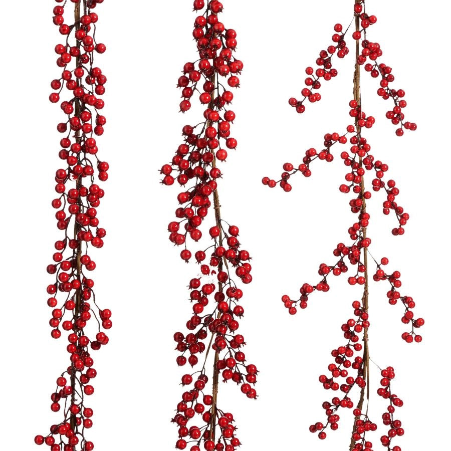 GHIRLANDA NATALIZIA DI BACCHE ROSSE 3ASSORTIMENTI 180X20X4CM PREZZO CADUNO