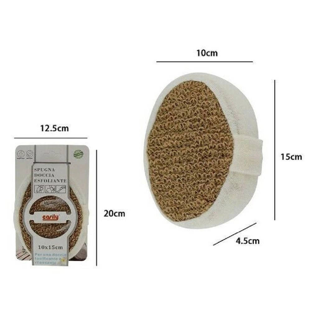 Trade Shop - Spugna Doccia Bagno Esfoliante Cura Pelle Corpo 10 X 4.5 X 15 Cm Marrone 69577 -