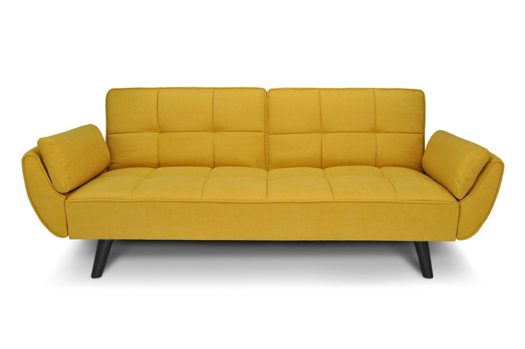 Divano letto clic clac in tessuto vellutato giallo piede nero - divano 3 posti - Ambra - DL-AM16FBC-PLN