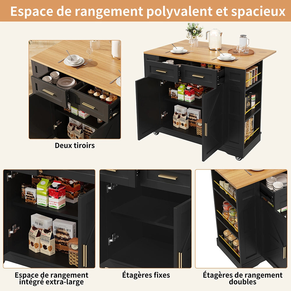 Isola cucina - Xylo - tavolo estensibile venatura legno nero