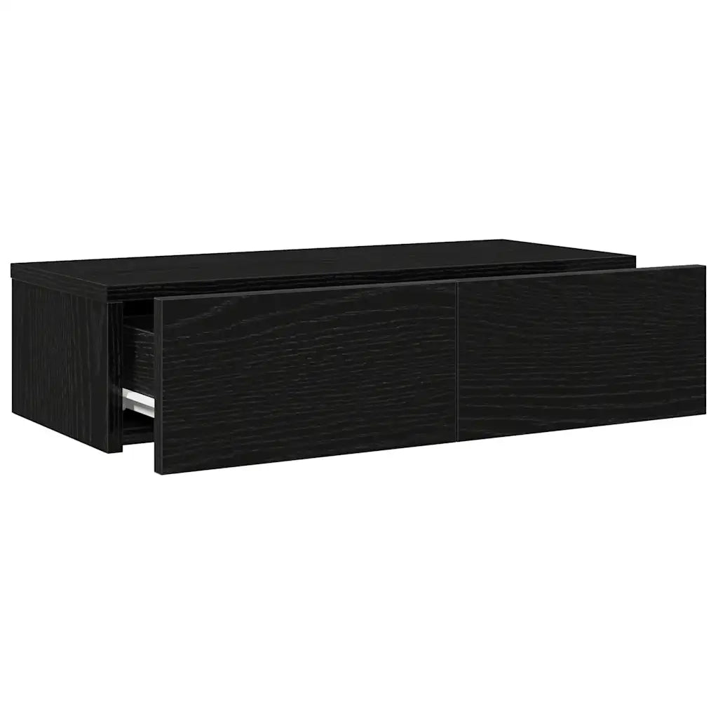 Scaffale a Parete con Cassetti Nero 60x26,5x15 cm in Truciolato