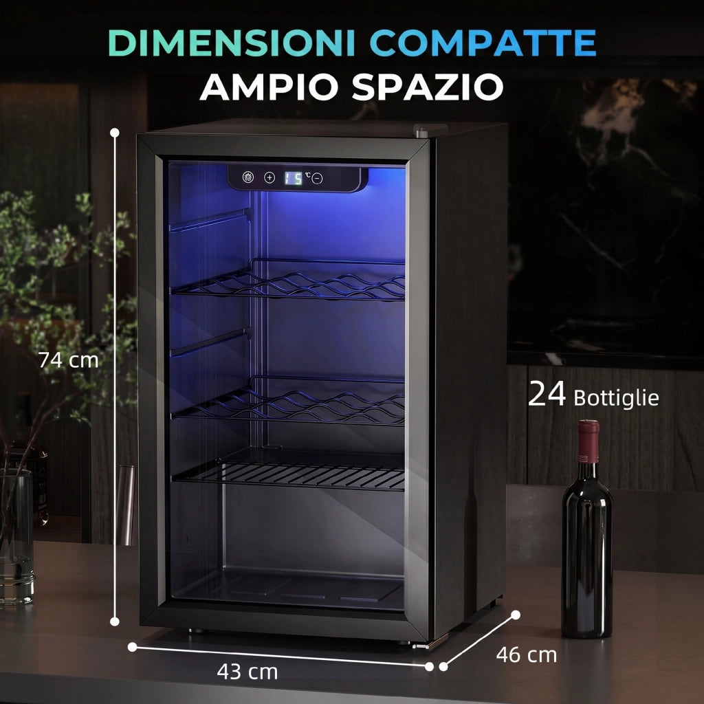 Cantinetta Vino Refrigerata ¨C zephmum ¨C 24 Bottiglie 68L Nera