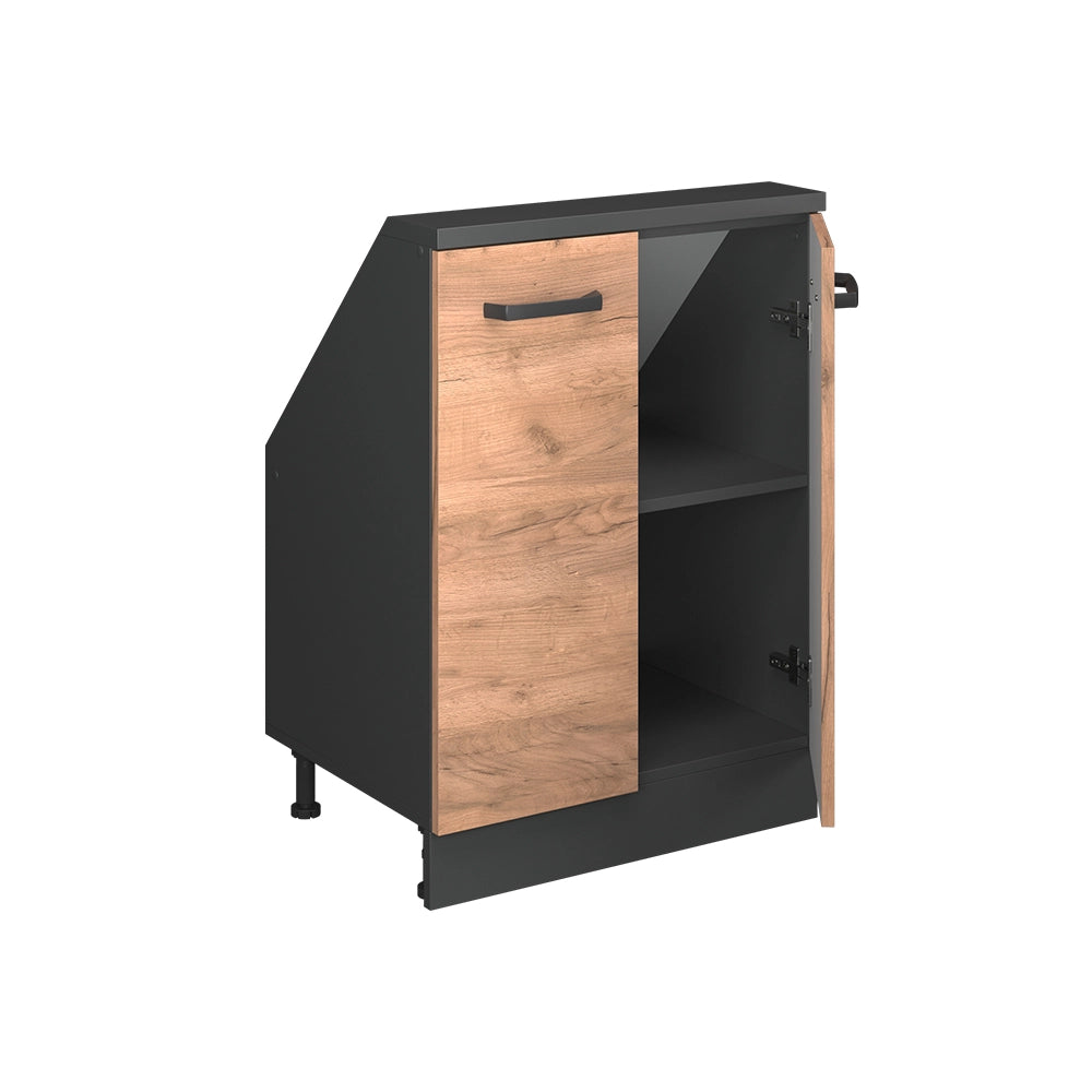 Mobile cucina sottotetto R-Line Rovere dorato/Antracite 60 cm con 2 porte Vicco