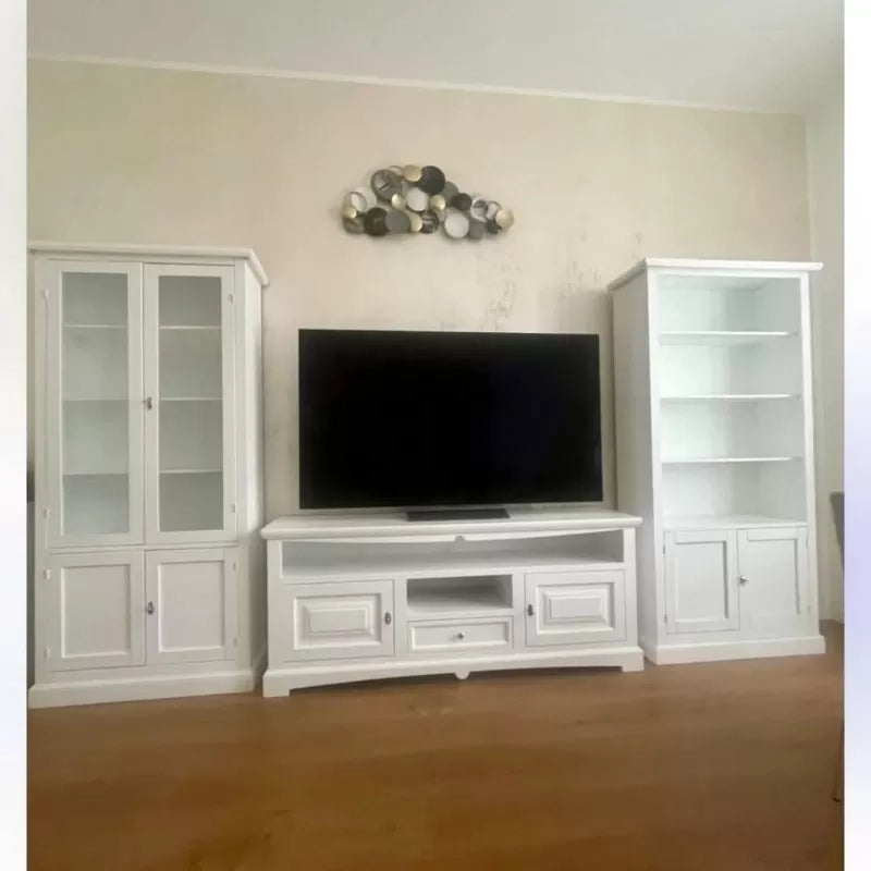 Soggiorno arte povera legno shabby chic bianco opaco - Mobili 2G