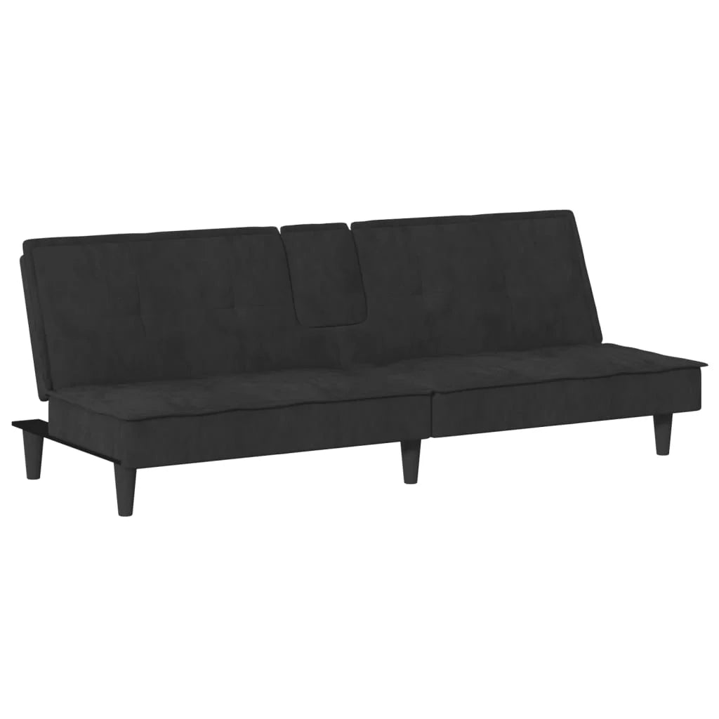 Divano letto con portabicchieri 200 x 89 x 70 cm velluto nero 02_0019846