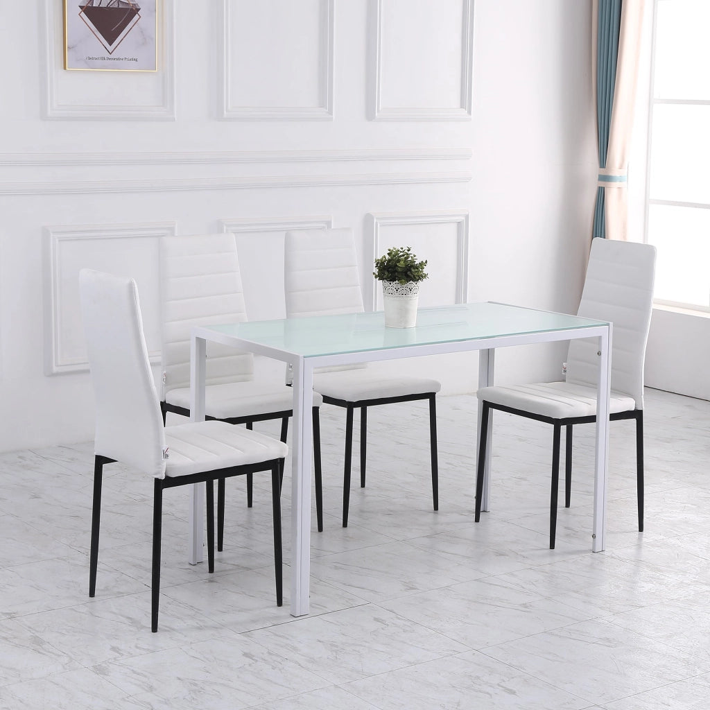 Set 4 Sedie 41x50x97 cm in Tessuto Bianco