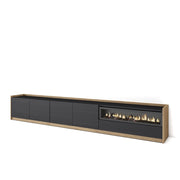 Mobile TV Soggiorno, 310x50x37 cm, Per TV fino a 80", Camino elettrico, Nero e rovere