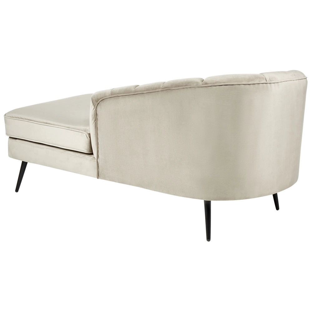 Chaise longue Velluto Beige Rivestimento Gambe In Metallo nero versione sinistra