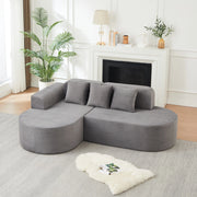 DIVANO Angolare 220x155 cm in Velluto a Coste Grigio