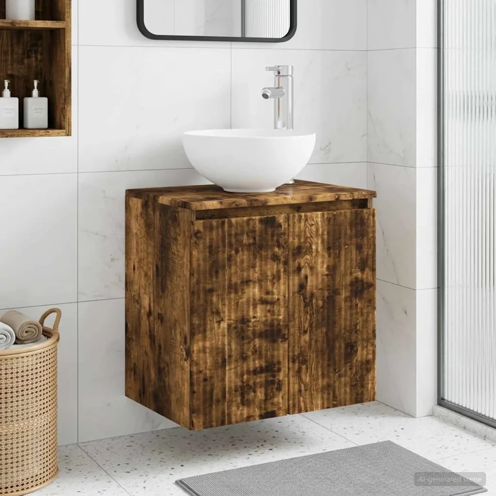 Mobile Lavabo da Parete Rovere Fumo 49,5 x 35 x 63 cm 890387