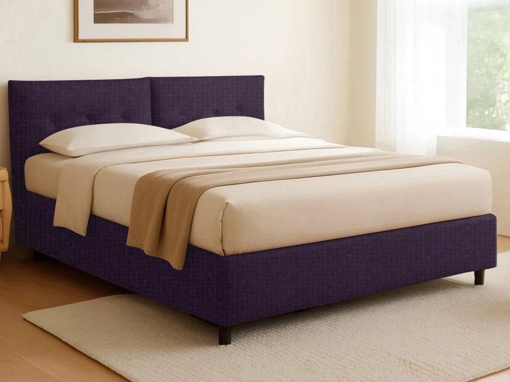 Exeter, Letto Singolo Sfoderabile Made in Italy, Viola