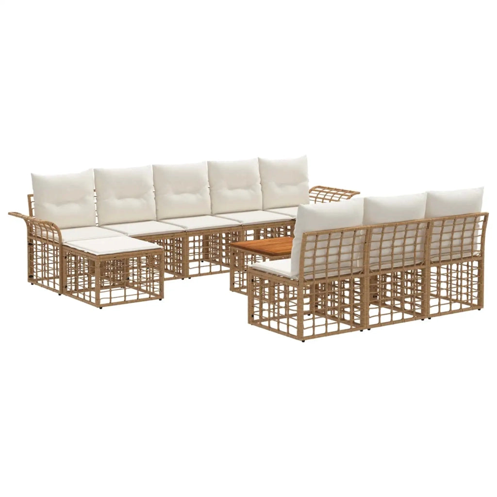 Set di divani da esterno 11 pcs Naturale e Bianco Crema 3437772