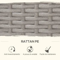 Set Mobili da Giardino Esterno Tavolo con 4 Sedie 4 Poggiapiedi 9pz Rattan Grigio