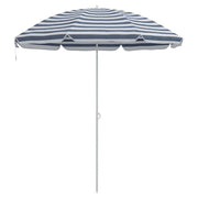 Ombrellone da spiaggia rotondo moderno 263 x 263 x 272 cm portatile e resistente realizzato in poliestere blu 02_0056703