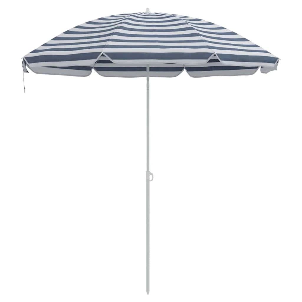 Ombrellone da spiaggia rotondo moderno 263 x 263 x 272 cm portatile e resistente realizzato in poliestere blu 02_0056703