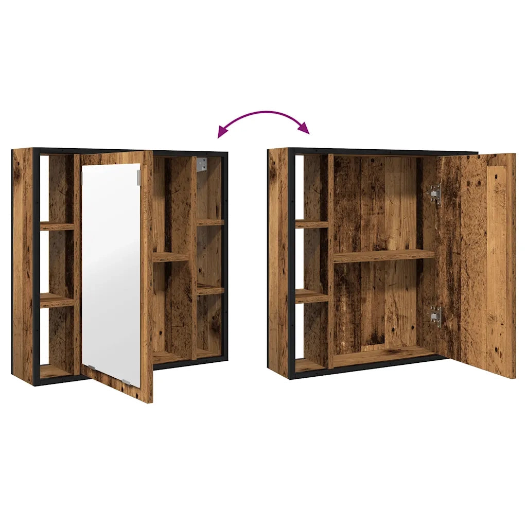 vidaXL Mobile da Bagno con Specchio Legno Antico 60x16x60cm Truciolato