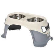 Ciotola per Cani Doppia Rialzata ¨C zephmum ¨C Acciaio Inox e Plastica Bianco Grigio 47x25x20cm